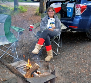 Pam at Two Jack Lake campsite